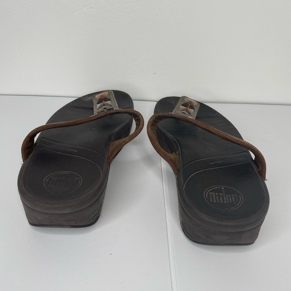 FITFLOP Pietra Bronze Rhinestone Comfort Platform Women's Wedge Sandals AS IS - Picture 7 of 7